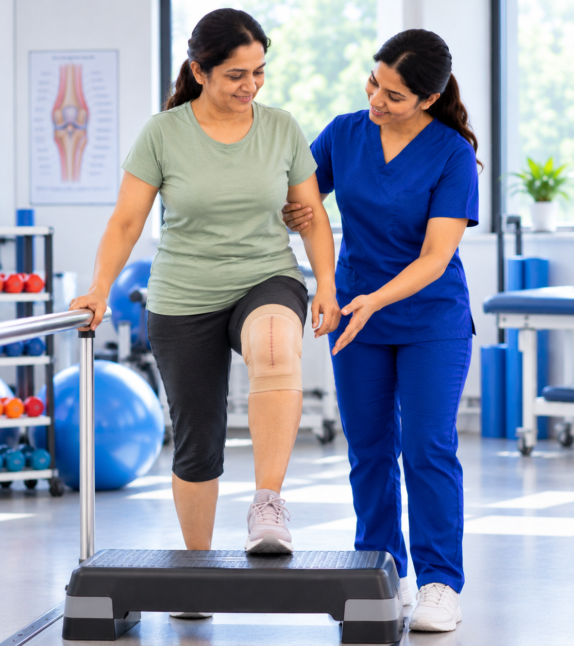 guided step up rehabilitation exercise
