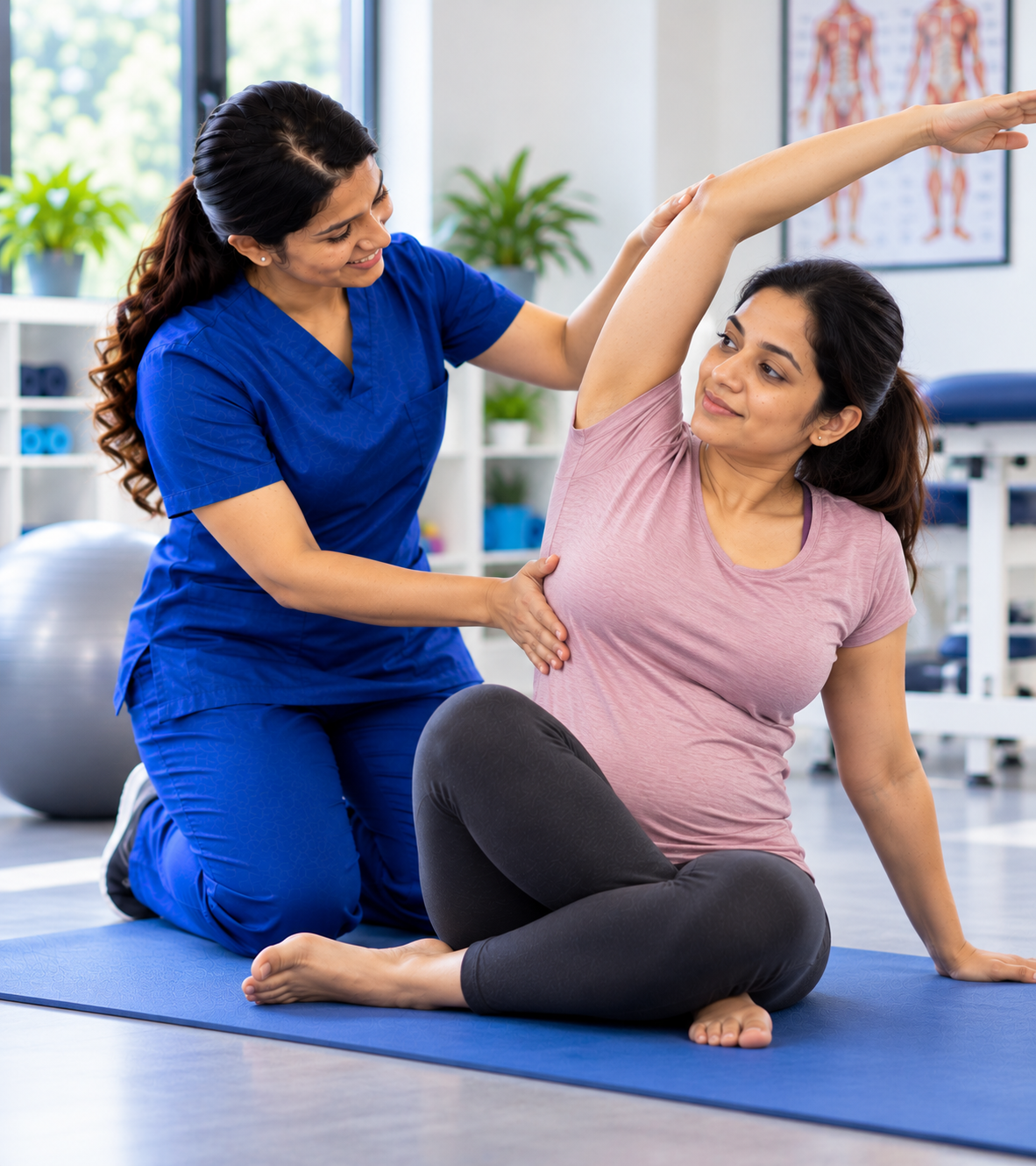 guided stretch in the physiotherapy clinic