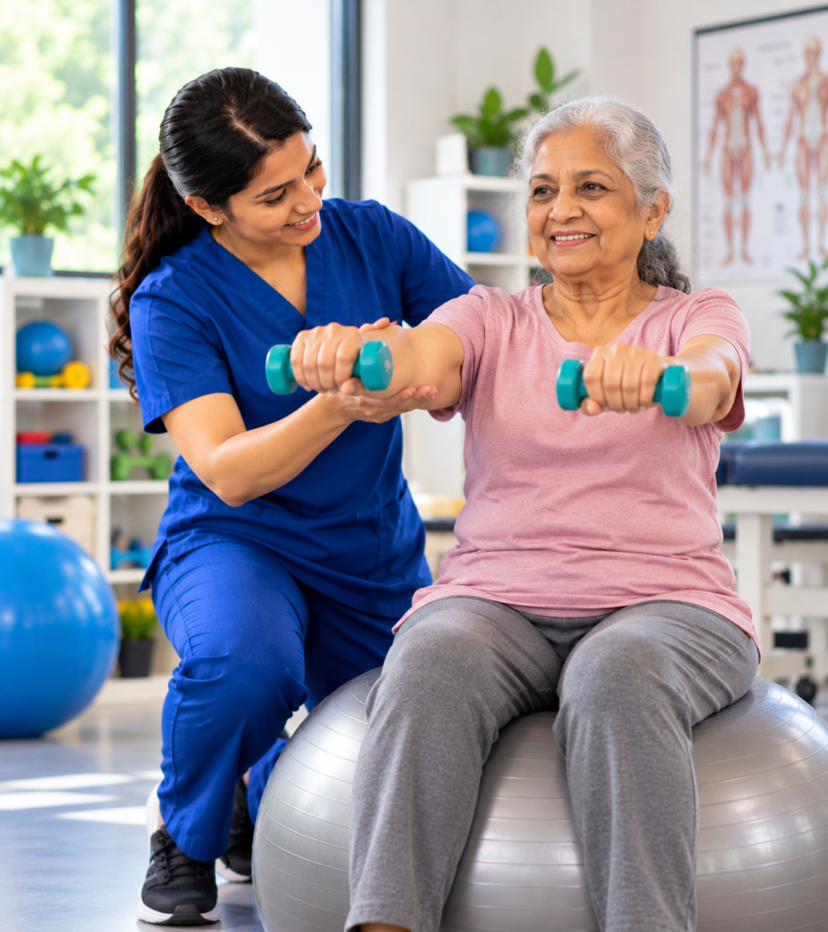 warm physiotherapy exercise session
